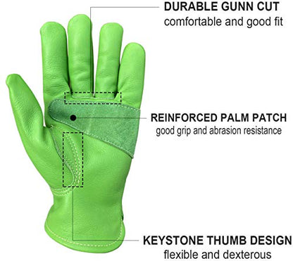 (1 Pair) Leather Gardening Gloves for Men/Women | Thorn and Cut Proof Garden Work Gloves