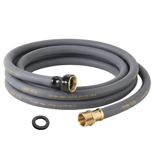 Garden Hose 5/8"x 15ft Brass Rubber Heavy Duty Water Hose 600 PSI Grey - color: Gray, size: 15FT