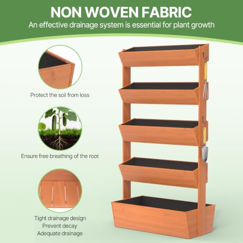 Suteck Raised Garden Bed, 5 Tier Vertical Wooden Planter Box - size: 5 Tier