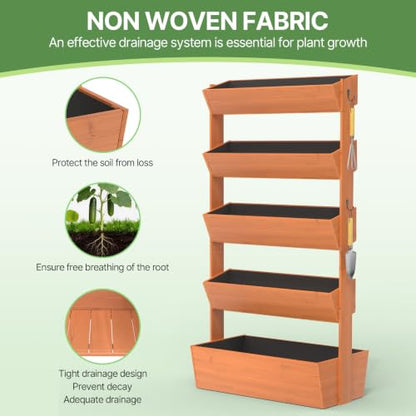 Suteck Raised Garden Bed, 5 Tier Vertical Wooden Planter Box - size: 5 Tier