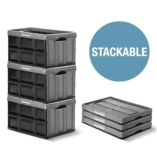 CleverMade Collapsible Storage Bins, 62L 3 Pack, 100 lb Stackable, Stone - color: Stone, size: 62l - 3 Pack