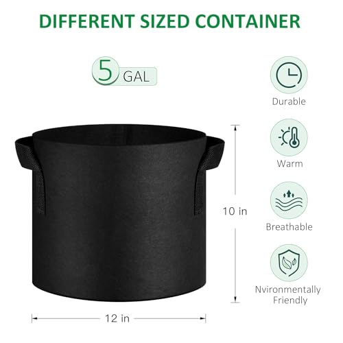 JNYONG 24-Pack 5 Gallon Thickened Non-Woven Grow Bags - size: 5 Gallon