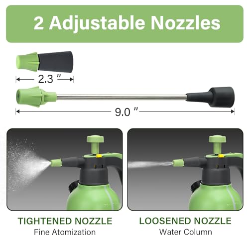 0.5 Gallon Hand Pump Sprayer with 2 Adjustable Nozzle