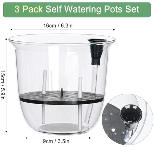 Plant Pots 6 inch Set of 3, Self Watering Pots for Indoor Outdoor Plants - color: 3pcs Large