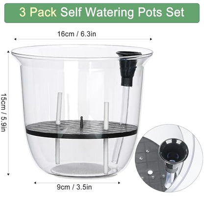 Plant Pots 6 inch Set of 3, Self Watering Pots for Indoor Outdoor Plants - color: 3pcs Large