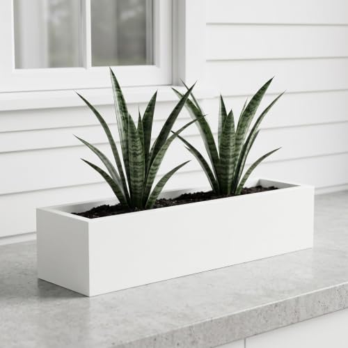 Novabright 24 Inch Wood Window Planter Box with L-Bracket,White
