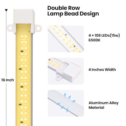 Full Spectrum Grow Strip Lights for Indoor Plants Greenhouse Growing - color: White, size: 16inch 4Pack-in-1