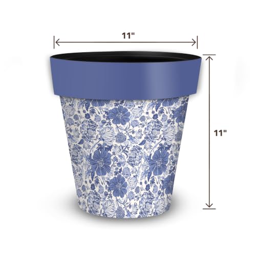 Briarwood Lane Everyday Planter 11.75 x 11 x 11 Blue and White Floral - color: B W Floral, size: Medium