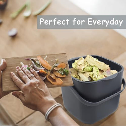 4-Liter Kitchen Compost Bin, Dark Gray - color: Gray