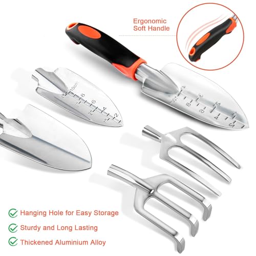 APSARAS USA Gardening Tool Set,Stainless Steel Heavy Duty Gardening Tools, Garden Tool Set with Non-Slip Rubber Grip,600D Oxford Cloth Storage Tote Bag, Perfect Garden Tools Gifts for Father - style: Stainless Steel Heavy Duty