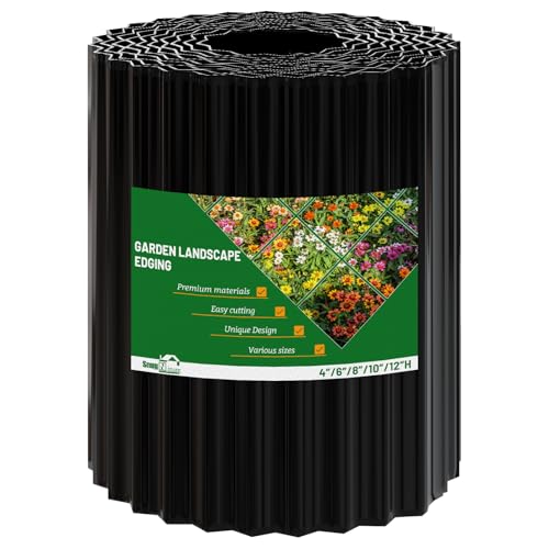 SnugNiture Corrugated Metal Garden Edging,8" x 20' Sturdy Lawn Edging Border,Landscape Edging Border for Lawn, Flower Bed,Garden and Yard - color: Black