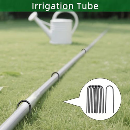 6 inch 25 Pack U Shape Black Garden Stakes,11 Gauge Garden Pins,U-Shaped Tent Stakes,Galvanized Landscape Staples for Yard Lawn,Tube, Landscape Fabrics,Irrigation Hose and Weed Barriers. - color: black, size: 6in