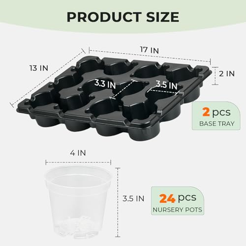 homenote 2 Pack 12 Cell Seed Starter Trays with 24 Clear 4 Inch Plant Pots - size: 4 Inch, style: 2 Pack Seed Starter Tray+Nursery Pots