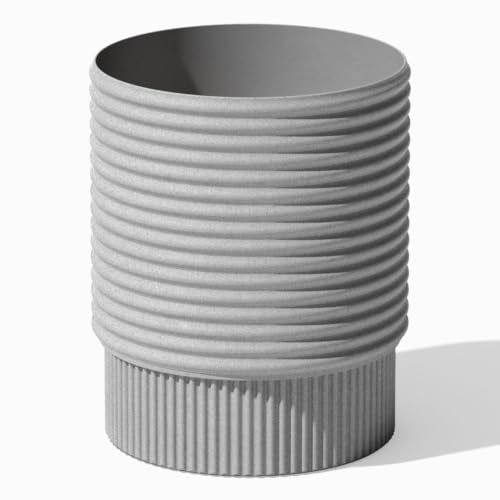 Veradek Mod Series Medium Planter - Round Outdoor Planter with Shelf - color: Gray, size: 17 inch