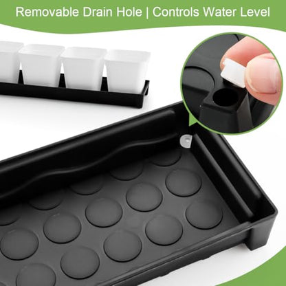 5 Pack Plastic Window Sill Saucer (16"x5.5"x1.5"), Rectangular Windowsill Plant Pot Trays with Removable Drainage Hole, Thick Plant Saucer Tray for 4 inch (10CM) Flower Seedling Pots (Black) - size: Trays (16"x5.5"x1.5") for 4 Inch Pots-5 Pack