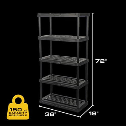 CENTREX 5-Tier Heavy Duty Plastic Storage Shelves for Garage, Black - style: 5-Tier (1 Pack)