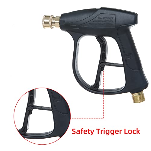 Sooprinse High Pressure Washer Gun 3000 PSI Max, Power Washer Short Gun with 1/4 Inch Quick Connector, M22-14 - color: Dark Black