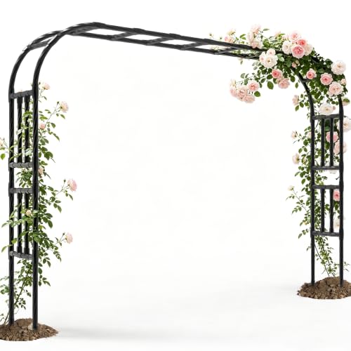 BUKLIYN Garden Arch Trellis - Garden Arch Size:126in(L) * 94.5in(H) - color: Length: 126in-Black, size: Arch