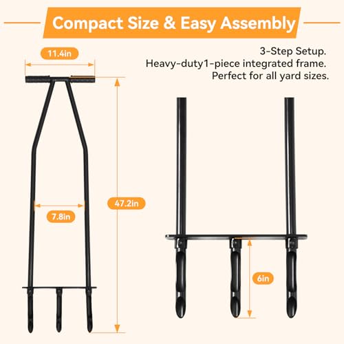 Manual Lawn Aerator Tool, Heavy Duty Core Aerator with Side-Eject Hollow Tines, 3-Tine Soil Plugger for Compacted Clay Soil, High-Strength Alloy Steel Yard Grass Aeration Hand Tool