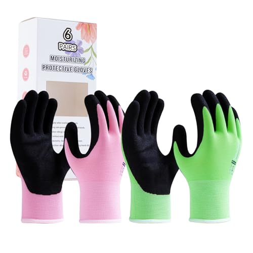 HandLove Gardening Gloves Women,Nitrile-Coated,6 Pairs,Small, Pink&Green - color: Pink&green, size: Small(6 Pairs)