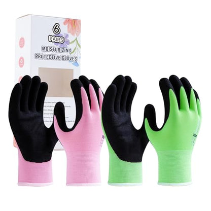 HandLove Gardening Gloves for Women, 6 Pairs,Medium, Pink&Green - color: Pink&green, size: Medium(6 Pairs)