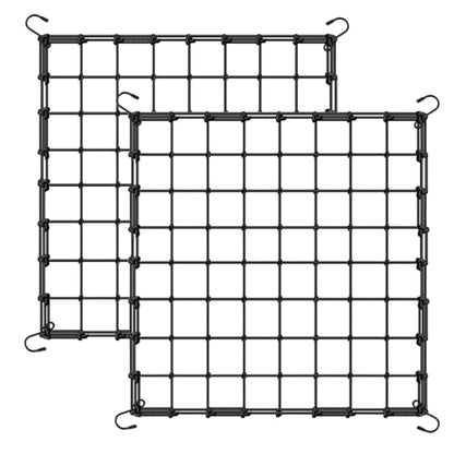 4x4 Ft Heavy Duty Elastic Trellis Netting for Climbing Plants - 2-Pack Plant Support Net with 4 Hooks, Durable Polyester Mesh for Grow Tents, Vegetables, Fruits & Flowers (Black) - size: 4x4ft Stretched size-3mm d