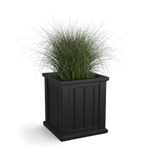Mayne Cape Cod 16in Self-Watering Square Planter, Black - color: Black, size: 16in
