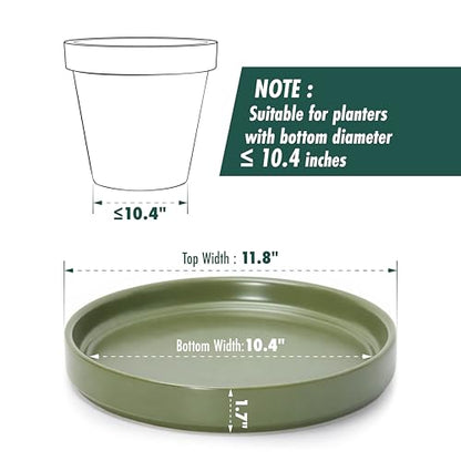 D'vine Dev Ceramic Plant Saucer/Drainage Tray, 10.4 in, Olive, 97-T-C-5 - color: Olive, size: 10.4" (1 Pack)