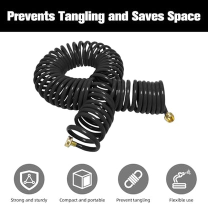 Coil Hose,3/8" EVA Coil Garden Hose 75 FT,Curly Water Hose - color: Black, size: 75FT