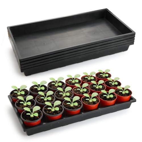 RooTrimmer 1020 Nursery Pot Trays 5 Pack, Plastic Flat Seed Starter Tray, Reusable Seedling Starting Tray for Holding and Carrying Plant Pots (Black) - color: Black, size: TP1020-5P