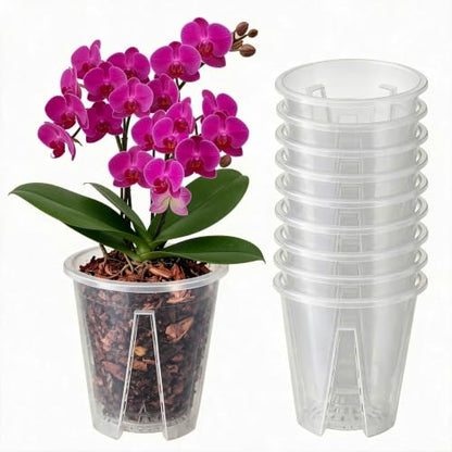 Clear Orchid Pots, 4 inch, 10-Pack - size: 4inch-10pack