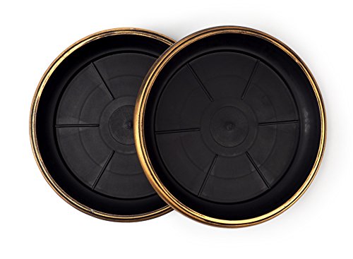 7" Decorative Heavy Duty Tray/Saucer (2 Pack) Rustic Medieval/French Country Look, Pot/Planter Base for Indoor/Outdoor Decor (7 inches, Gold) - color: Gold, size: 7 inches