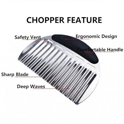 Crinkle Cutter French Fry Cutter, 2 Pack Stainless Steel Wavy Potato Slicer - color: Black & Yellow