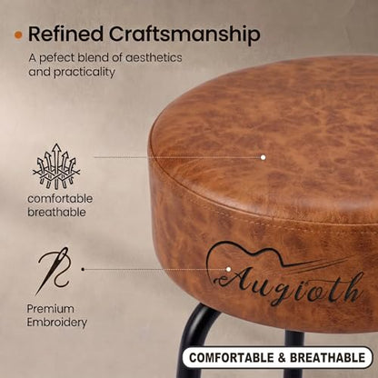 Rotatable Guitar Stool GT-22, Footrest Support, Leather, Brown