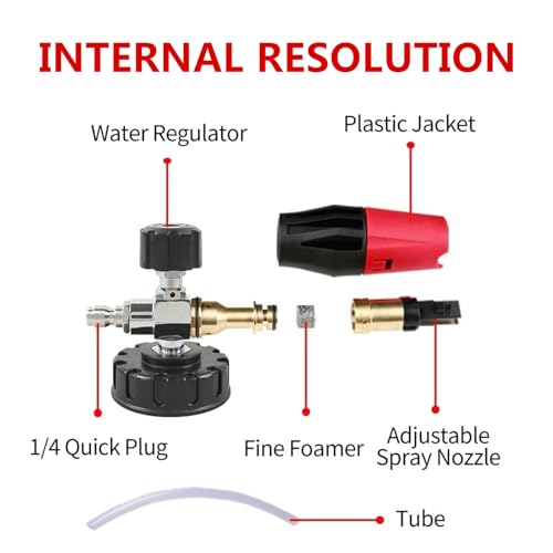 Sooprinse Foam Cannon Kit with Pressure Washer Short Gun, 1 L Snow Foam Lance with 1/4 Inch Quick Connector, Foam Blaster with Pressure Washer Gun,4000 PSI, Black - color: Black+Red