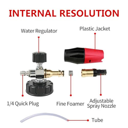 Sooprinse Foam Cannon Kit with Pressure Washer Short Gun, 1 L Snow Foam Lance with 1/4 Inch Quick Connector, Foam Blaster with Pressure Washer Gun,4000 PSI, Black - color: Black+Red