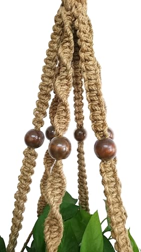 65 Inch Macrame Plant‑Hanger, Jute‑Rope Hanging‑Planter for 8‑10‑Inch Pots