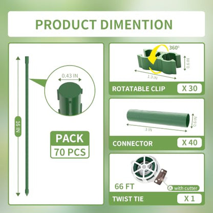 PROWORX Garden Plant Stakes, 16 Inch 70 Pack DIY 4ft 5ft 6ft Tomato Stakes - size: 16 Inch 70 Pack