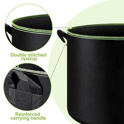 6-Pack 5 Gallon Grow Bags - 300G Heavy Duty Aeration Fabric Pots with Handles,Thickened Nonwoven Planter Bags for Vegetables Flowers Fruits - color: Black, size: 5 Gallon
