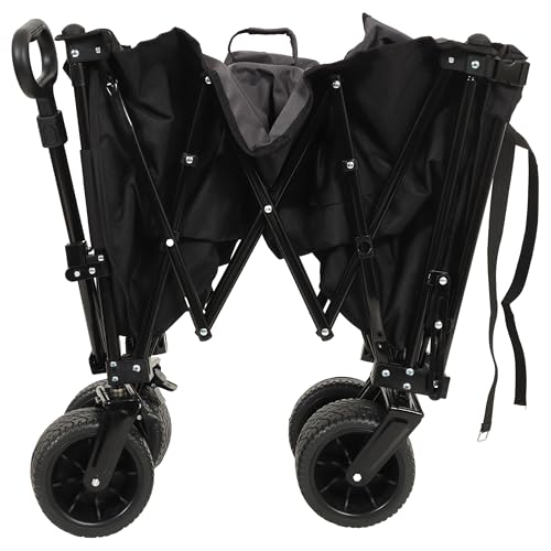 GDFStudio Foldable Wagon Cart with Extended Tailgate, Extra Long Extender Cart, Utility Cart for Camping Beach Sports Garden, All-Terrain Beach Wheels, 480 lbs Capacity, Black+Gray - color: Black+gray With Tailgate