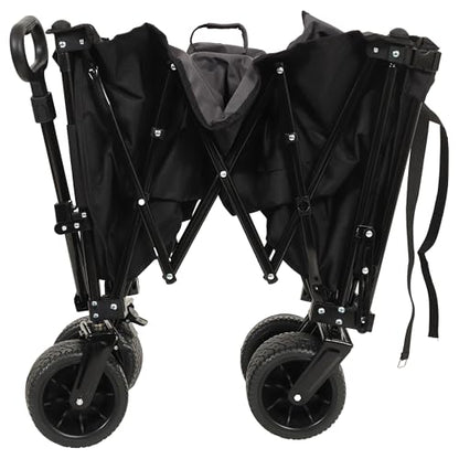 GDFStudio Foldable Wagon Cart with Extended Tailgate, Extra Long Extender Cart, Utility Cart for Camping Beach Sports Garden, All-Terrain Beach Wheels, 480 lbs Capacity, Black+Gray - color: Black+gray With Tailgate
