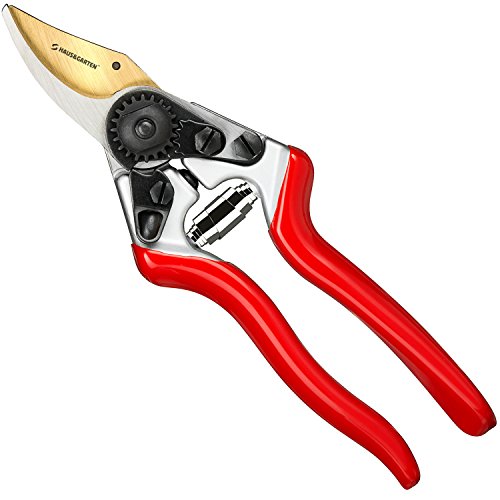 Haus & Garten PrecisionPRO 8" Titanium Pruning Shears - Heavy Duty Professional Bypass Pruner - Use As Rose Clippers, Premium Gardening Secateurs, Garden Scissors, Handheld Yard, Tree, & Plant Tool - style: PrecisionPRO