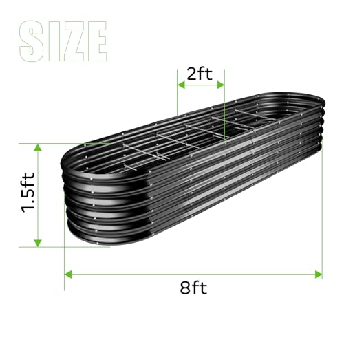 Land Guard 8×2×1.5ft Galvanized Raised Garden Bed Kit, Raised Garden Boxes Outdoor, Oval Metal Raised Garden Beds for Vegetables, Gray - color: Gray, size: 8x2x1.5ft