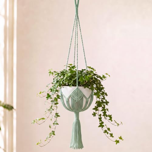 Shappy Boho Macrame Plant Hanger for Indoor - color: Sage Green, size: Style G