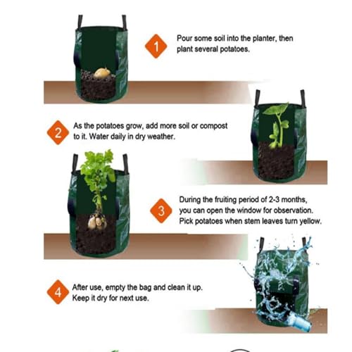 2 PCS PE Potato Grow Bags with Harvest Flap and Handles, Garden Planting Bags Vegetable Grow Containers for Onion Tomato Carrot(5gallons)