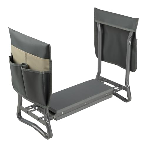 Pure Garden 2-in-1 Foldable Garden Kneeler and Seat, Gray - color: Gray and Tan
