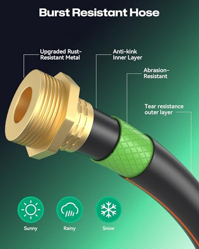 Retractable Garden Hose Reel 5/8"x100ft, 3-Ply Reinforced water hose reel, Any Length Lock, Heavy-Duty Rust Prevention Metal Mount, Brass Fitting, 9 Spray Nozzle for Lawn & Gardening - color: 100 Ft X 5/8inch