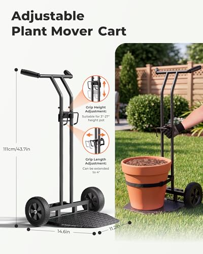 Brightown-Plant-Caddy-with-Wheels Heavy Duty, 200 Lbs Ergonomic Plant Dolly - color: Black