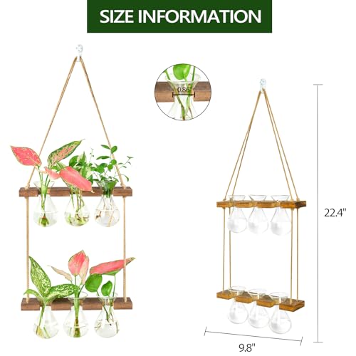 XXXFLOWER Wall Hanging Propagation Station 3 Bulb Vase 2 Tiers Brown - color: Brown