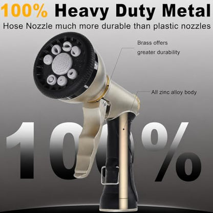 Garden Hose Nozzles,9 Spray Patterns Heavy Duty Metal Hose Sprayer Nozzle - color: Gray